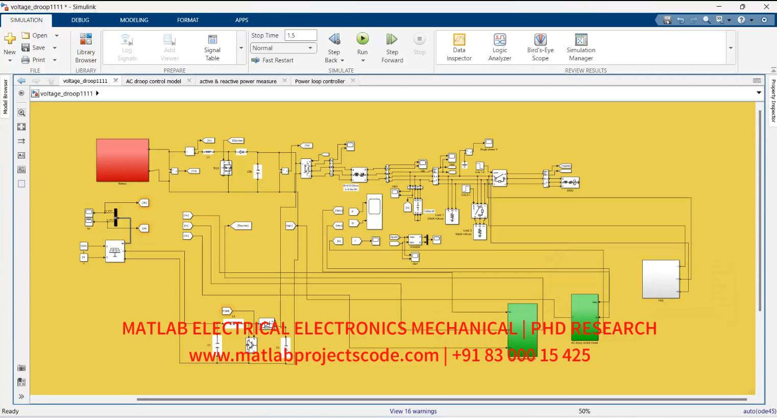 Stability Analysis of Grid-Integrated Farming Energy Converters Using Droop Control and Virtual Synchronous Generators (VSGs) MATLAB ELECTRICAL SIMULATION